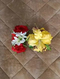 フラダンス・ヘアクリップ（赤白・黄）