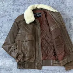 【A-2】フライトジャケット ボア 羊革 ラムレザー 短丈 キルティング 茶色