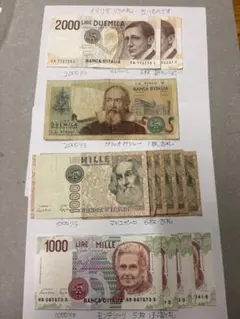 イタリア旧紙幣 リラ紙幣 まとめセット　kenさん様専用です。のサムネイル