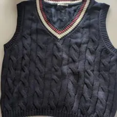 GU ネイビー ケーブル編み ニットベスト XL