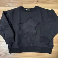 黒の星形刺繍トレーナー 100cm 裏起毛