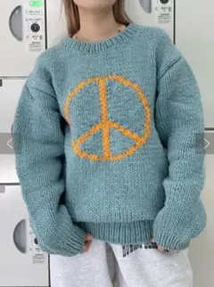 スリフティールック　ペルーニット　ピースマーク　厚手　セーター　ユニセックス