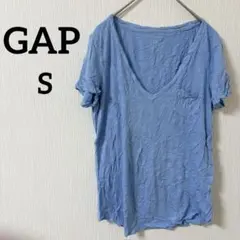 美品✨️GAP 【S】ブルー Vネック Tシャツ 半袖 トップス メンズ シンプル