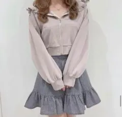 evelyn フリルフードパーカー ピンクのサムネイル