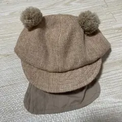 petit main ポンポン付きキャップ 48cm くま耳