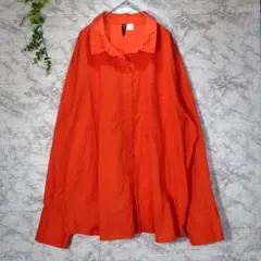 H&M　長袖シャツ　コットン　オレンジ　オーバーサイズ　XL