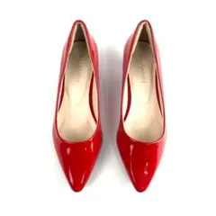【ラスト1点】パンプス 22.5cm レッドエナメル 赤 ポインテッドトゥ