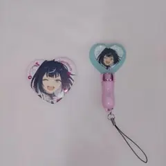 あんスタ　エス、冴霧笑主　ハート型缶バッジとミニペンラのセット