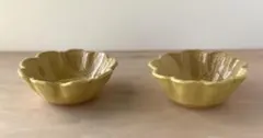 花型小鉢 2個セット 黄色 陶器
