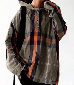 オリーブグリーン チェック柄 ナイロンジャケット