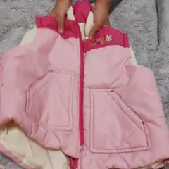 ウサギ刺繍付きベスト ピンク 95cm