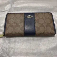 COACH 長財布 ブラウン ネイビー