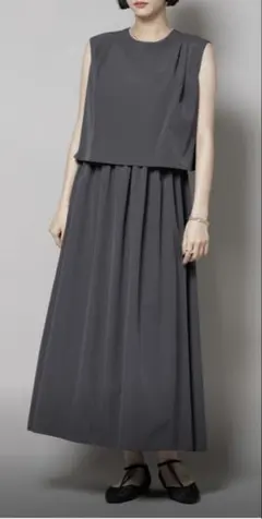 【NANO universe】セットアップ風ノースリーブワンピース