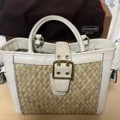 COACH 編み込みデザイン ハンドバッグ　（袋おまけ）
