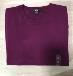 新品未使用ユニクロ　今期ものカシミヤクルーネックセーター　パープルM