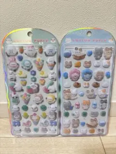 正規品　2枚セット　コットンパフィーシール　シマエナガ　ねこ　24時間以内発送