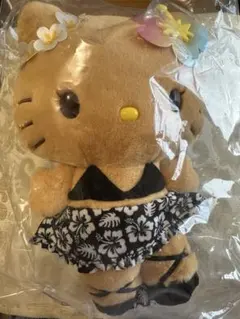 新品　日焼けキティ　トコナツバケーション　ぬいぐるみ　ブラック　ハイビスカス