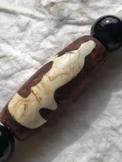 チベット天珠モリオン　観音天珠　神様　六字真言　梵字　黒水晶ブレスレットzslB