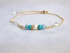 ターコイズ＊ダブルポイントクリスタルブレスレット