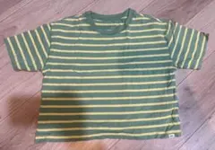 キッズ用緑と黄色のストライプTシャツ