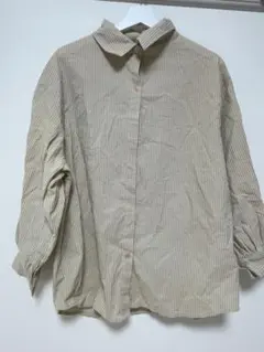 オレンジ✖️水色　ストライプ 長袖シャツ Lサイズ