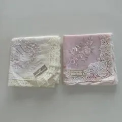 NINA RICCI、mira schon 刺繍レースハンカチ 2枚セット