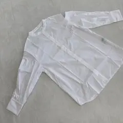 kastane 白 シャツ コットン100% 長袖 クルーネック ボタンフロント