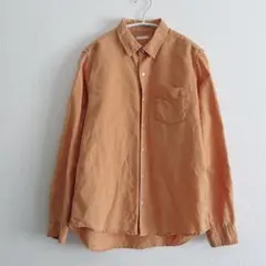 ジーユー　GU リネンブレンドシャツ　麻混　トップス　レンガ色　M 長袖　春