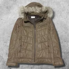 Y2K archive leather fur down jacket