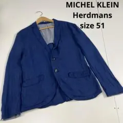 MICHEL KLEIN リネン　ジャケット　Herdmans 古着　ネイビー