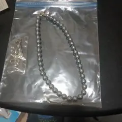 グレー パール ネックレス イヤリング セット　フォーマル、普段使いに