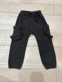 フリル付きパンツ　ワッフル　黒　100cm