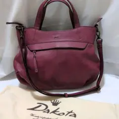 中古美品 DakotaレザートートバッグショルダーバッグA4ワイン