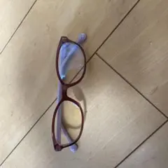 瞬足ブルーライトカットメガネ 赤紫色 ケース付き