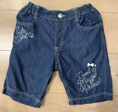 mezzo piano デニム ハーフパンツ 刺繍 リボン　130 サイズ