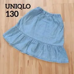 ユニクロ 130 女の子　綿100% デニムフリルスカート　春夏服　薄手