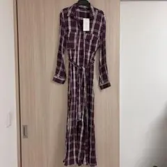 新品未使用ZARA WOMAN バーガンディ チェック柄 シャツワンピース　ザラ