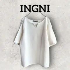INGNI ピン付袖割れレーストップス 5分袖レーストップス (М)オフホワイト