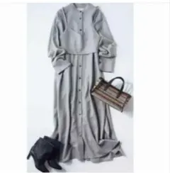 23SS✨ebure ノースリーブワンピース ストライプ リネン ベルト ピンク EUCLAID（エウクレイド）の「リネンライクベルト付き