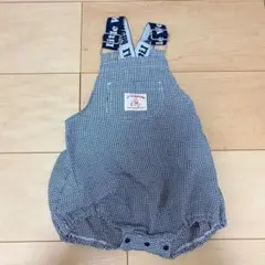Little Weekend 青ギンガムチェック サロペット 70-80
