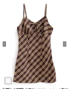 GRL チェック柄リボンキャミミニワンピース M