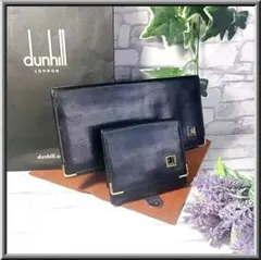 0220【最終値引き価格、2品セット】ダンヒル 　二つ折り財布／本革／メンズ／黒
