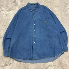 チャップスラルフローレン　刺繍　ワンポイント　長袖シャツ　古着　インディゴ　XL