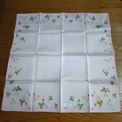 WEDGWOOD 花刺繍 薄いピンク ハンカチ