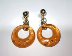 イヤリング　オレンジ系　フープ　リング