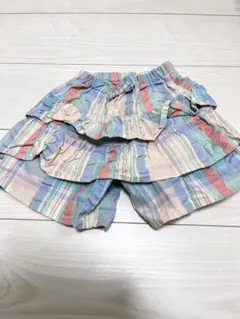 女の子 ベビー コンビミニ キュロット パンツ チェック プリーツ 100cm