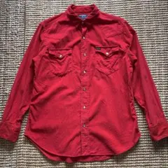 Polo Sport レッド 長袖ウエスタンコーデュロイシャツ L