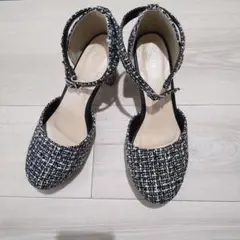 ☆最終お値下げ☆美品 ツイード アンクルストラップ パンプス2wayリボン付き