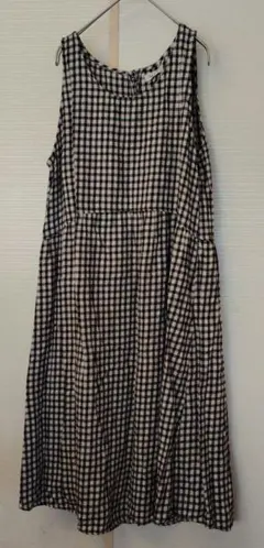 ☆Samansa Mos2 ☆ノースリーブチェックワンピース Fサイズ　ボタン