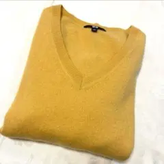 UNIQLO カシミヤ100% Vネックセーター Lサイズ マスタード カシミア